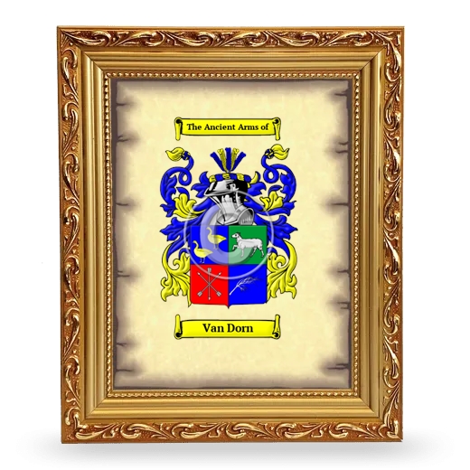 Van Dorn Coat of Arms Framed - Gold